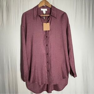 Lost in Lunar NWT Denny Shirt Mauve M | Linen Blend Open Twist Back Top